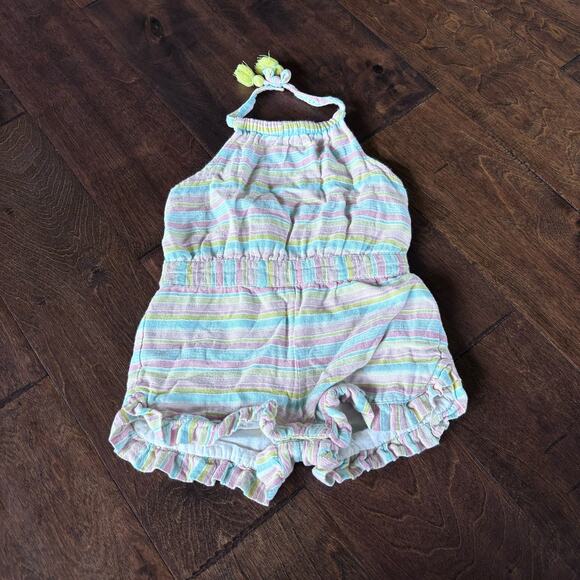 Cynthia Rowley Girls 18 Month Summer Romper Outfit Halter Pastel Striped - Picture 3 of 7